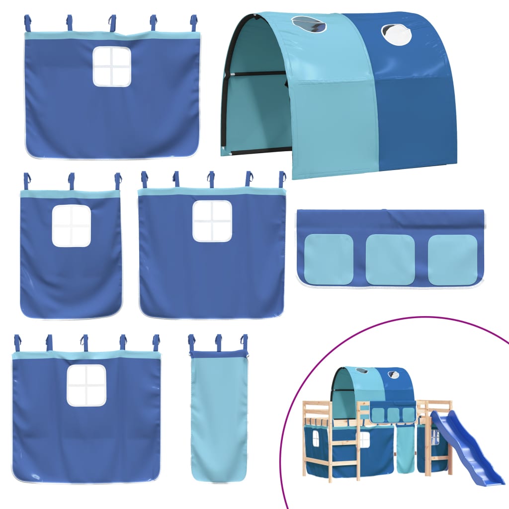 Kids' Loft Bed with Tunnel without Mattress Blue 90x200 cm