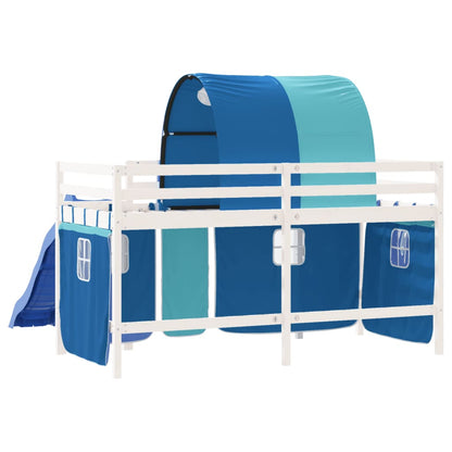 Kids' Loft Bed with Tunnel Blue 90x200 cm Solid Wood Pine