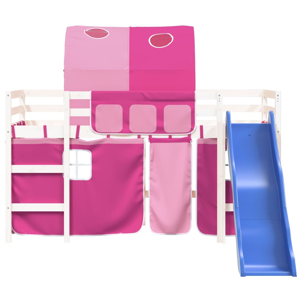 Kids' Loft Bed with Tunnel without Mattress Pink 90x200 cm