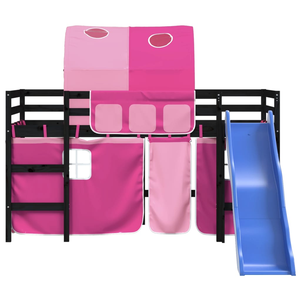 Kids' Loft Bed with Tunnel without Mattress Pink 90x200 cm