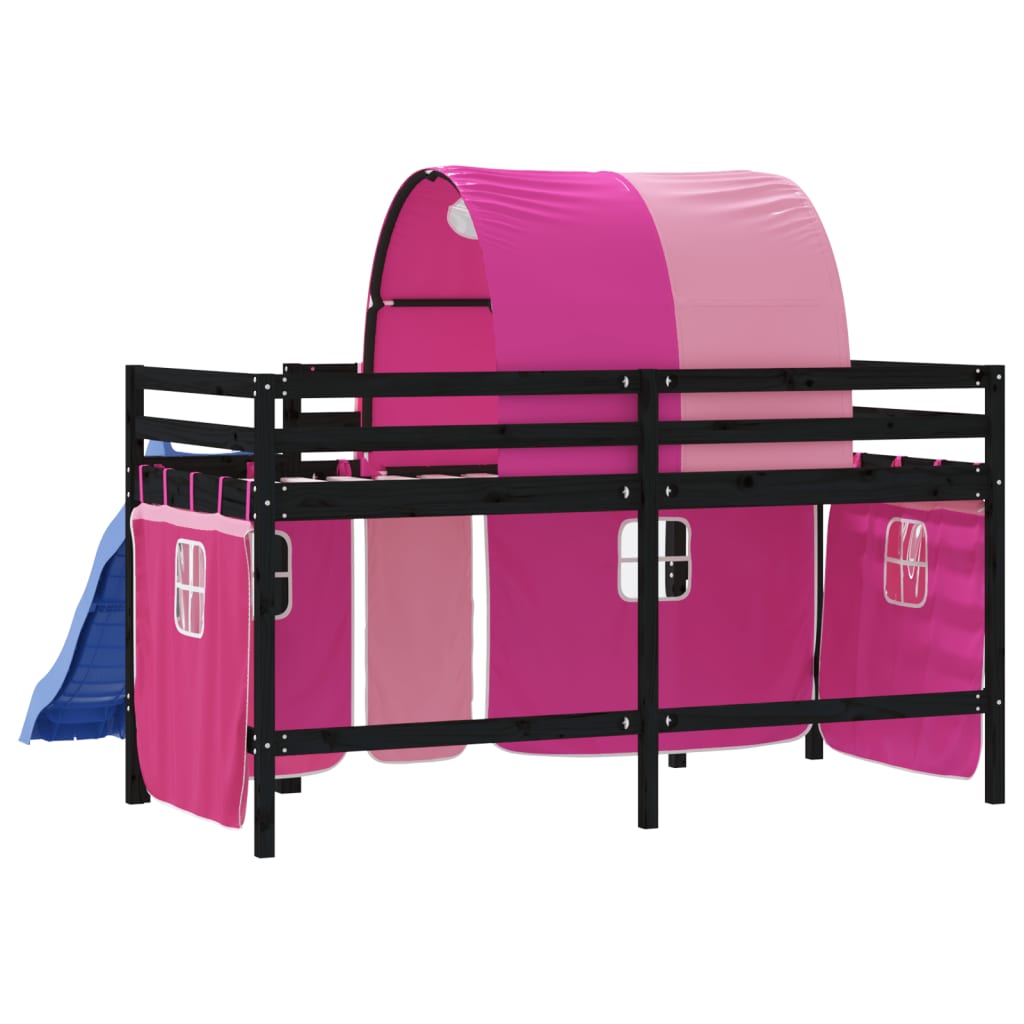 Kids' Loft Bed with Tunnel without Mattress Pink 90x200 cm