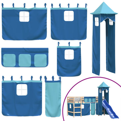 Kids' Loft Bed with Tower without Mattress Blue 80x200 cm