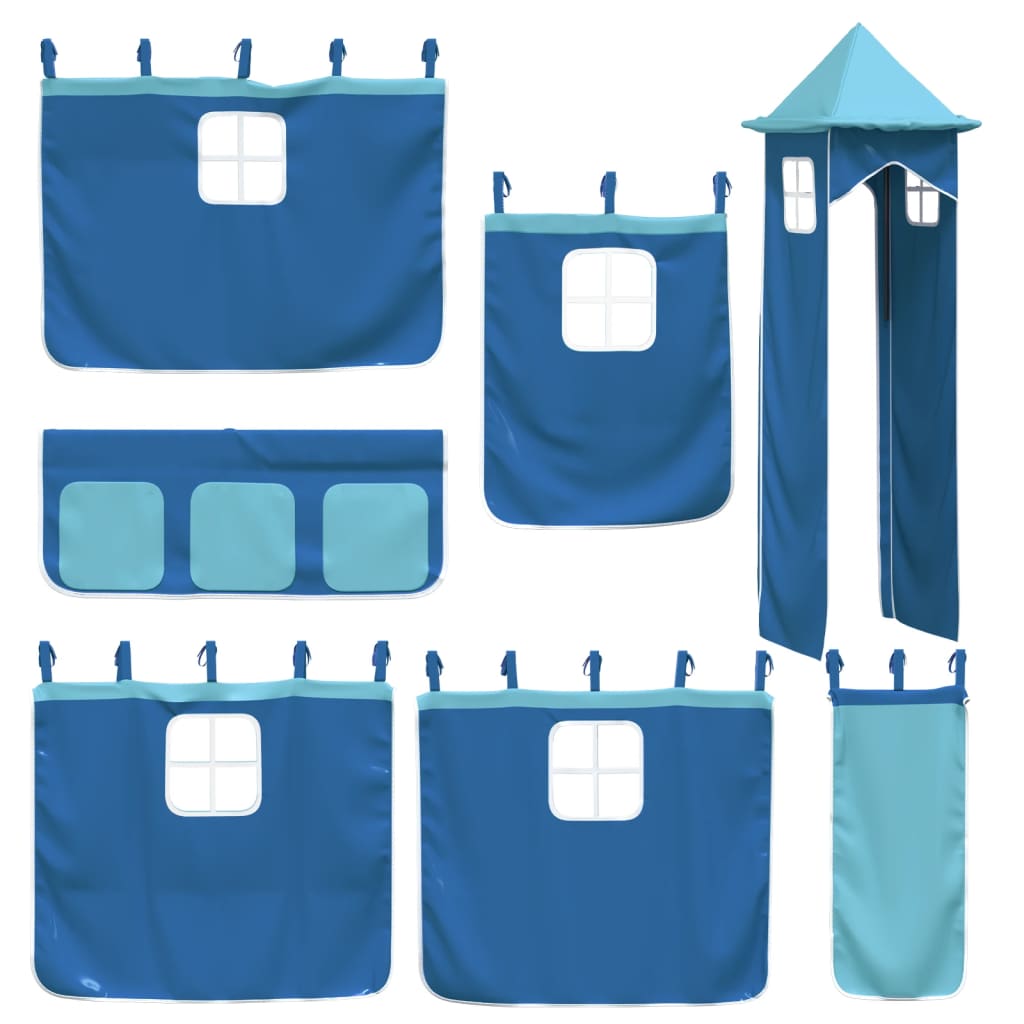 Kids' Loft Bed with Tower without Mattress Blue 80x200 cm