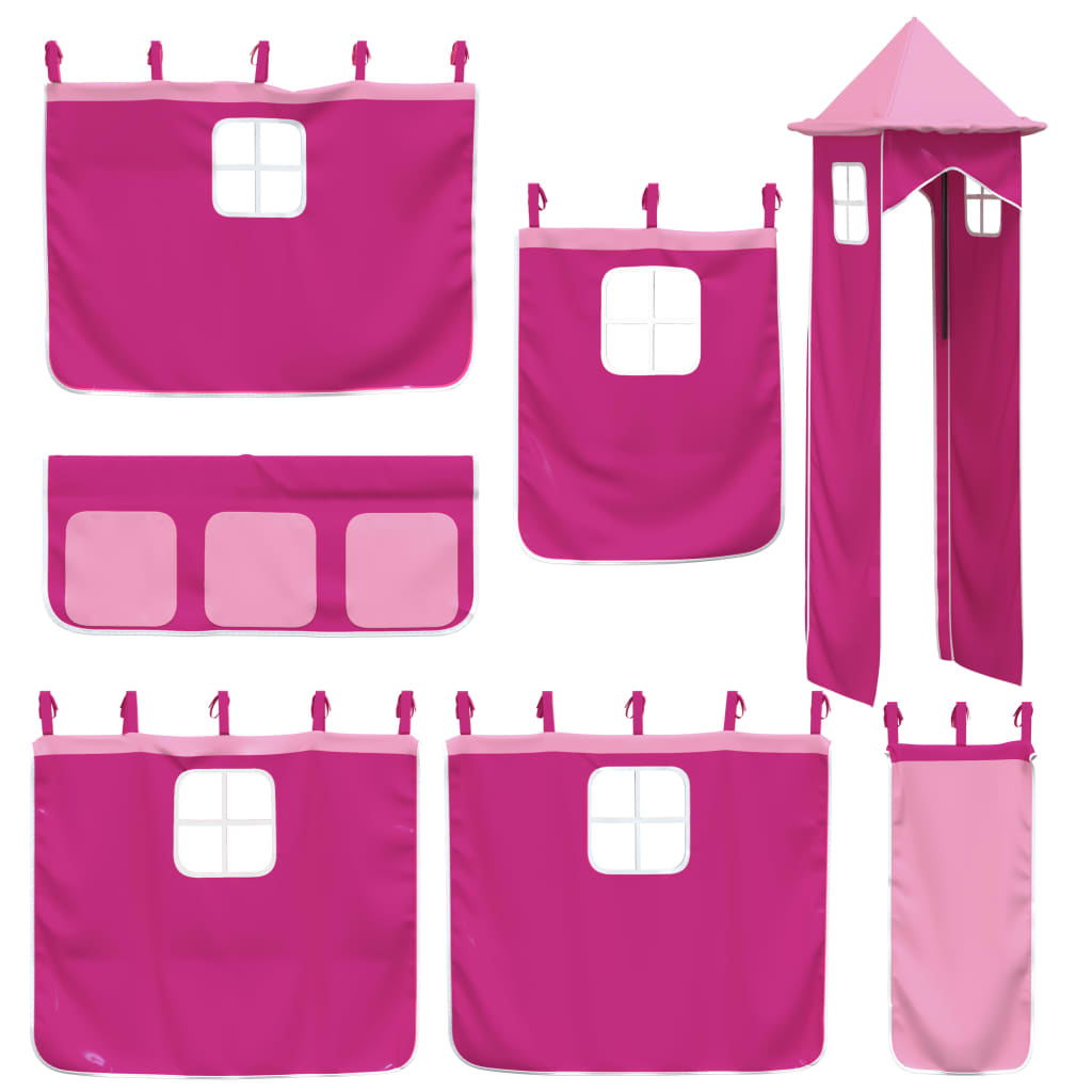 Kids' Loft Bed with Tower without Mattress Pink 90x200 cm