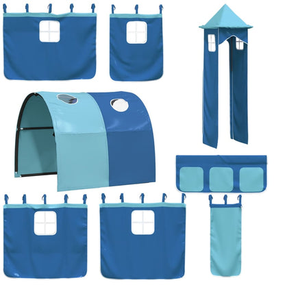 Kids' Loft Bed with Tower without Mattress Blue 80x200 cm