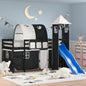 Kids' Loft Bed with Tower without Mattress White&Black 80x200 cm