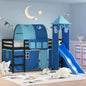 Kids' Loft Bed with Tower Blue 80x200 cm Solid Wood Pine