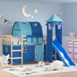 Kids' Loft Bed with Tower without Mattress Blue 90x200 cm