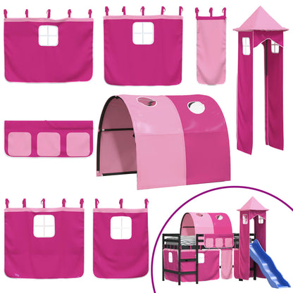 Kids' Loft Bed with Tower without Mattress Pink 90x200 cm