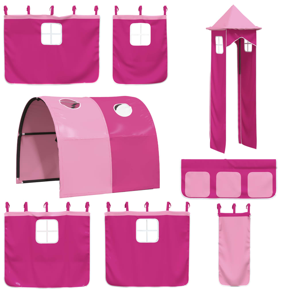 Kids' Loft Bed with Tower without Mattress Pink 90x200 cm