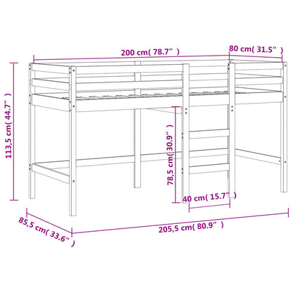 Kids' Loft Bed without Mattress with Ladder 80x200 cm