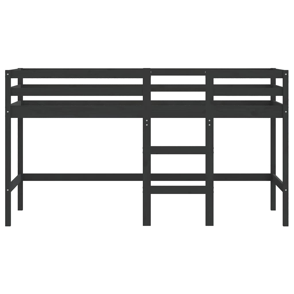 Kids' Loft Bed with Ladder Black 80x200 cm Solid Wood Pine