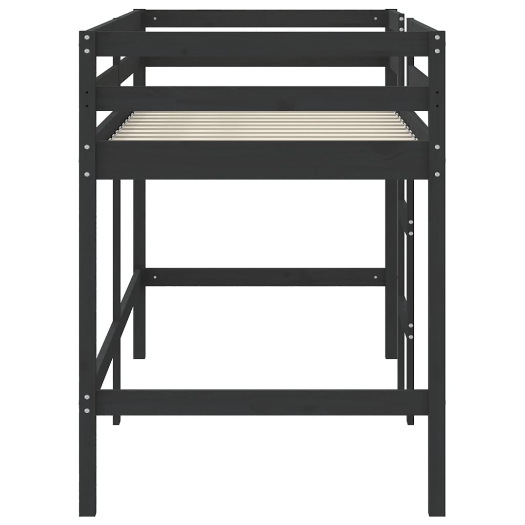 Kids' Loft Bed with Ladder Black 80x200 cm Solid Wood Pine