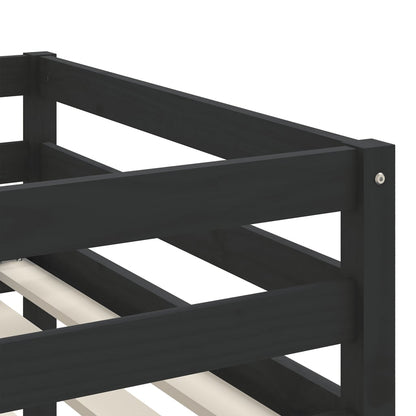 Kids' Loft Bed with Ladder Black 80x200 cm Solid Wood Pine