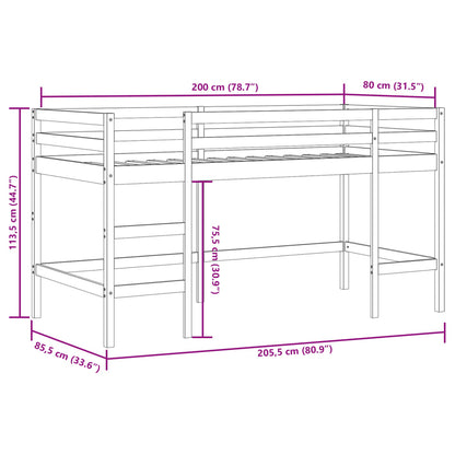 Kids' Loft Bed with Ladder White 80x200 cm Solid Wood Pine