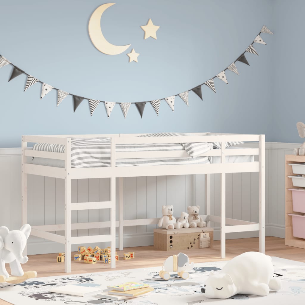 Kids' Loft Bed with Ladder White 80x200 cm Solid Wood Pine