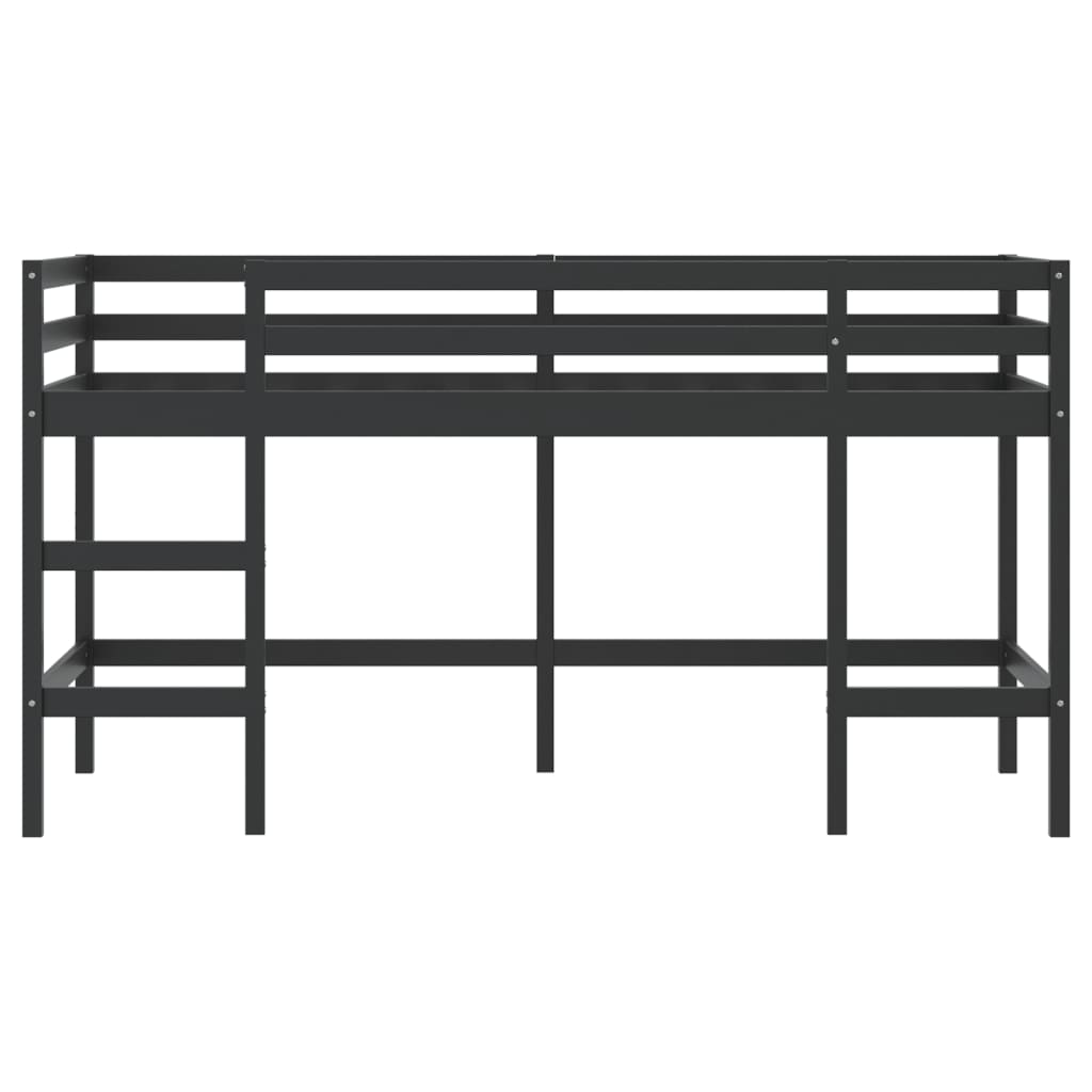 Kids' Loft Bed with Ladder Black 80x200 cm Solid Wood Pine