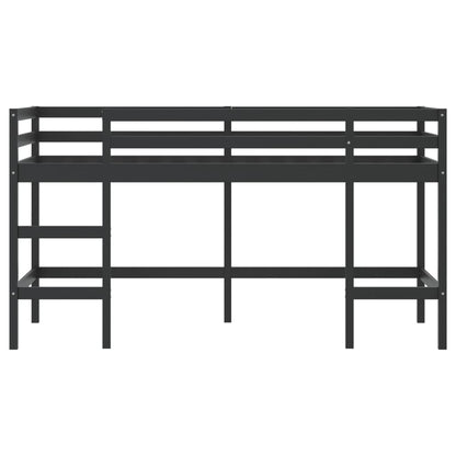 Kids' Loft Bed with Ladder Black 80x200 cm Solid Wood Pine