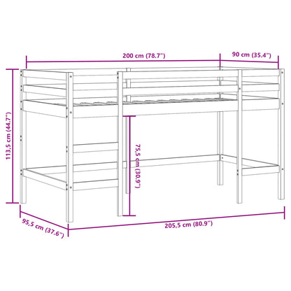 Kids' Loft Bed without Mattress with Ladder 90x200 cm