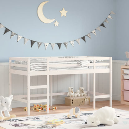 Kids' Loft Bed with Ladder White 90x200 cm Solid Wood Pine