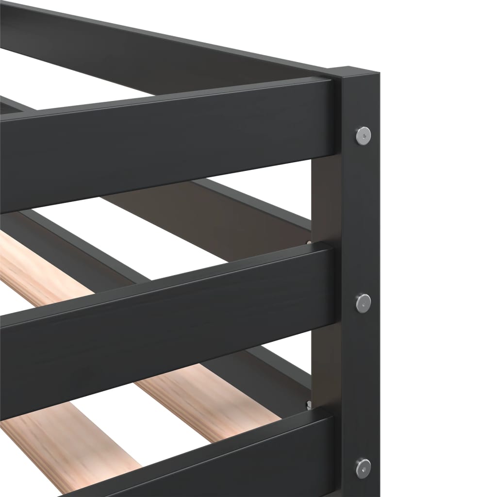 Kids' Loft Bed with Ladder Black 90x200 cm Solid Wood Pine