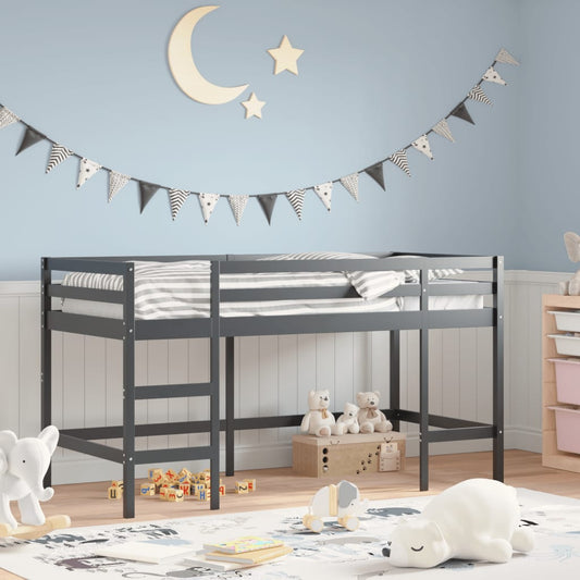 Kids' Loft Bed with Ladder Black 90x200 cm Solid Wood Pine