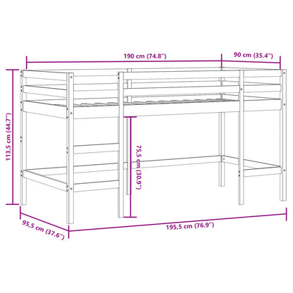 Kids' Loft Bed with Ladder White 90x190 cm Solid Wood Pine