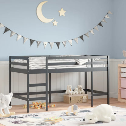 Kids' Loft Bed with Ladder Black 90x190 cm Solid Wood Pine