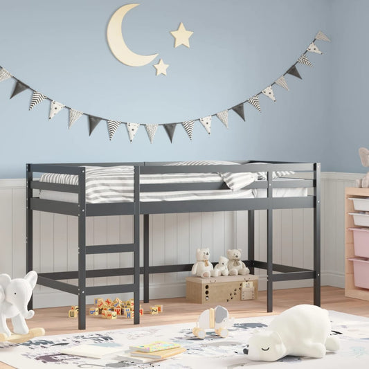 Kids' Loft Bed with Ladder Black 90x190 cm Solid Wood Pine