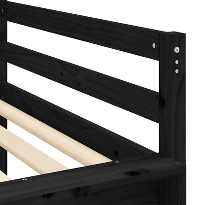 Kids' Loft Bed with Slide Black 80x200 cm Solid Wood Pine