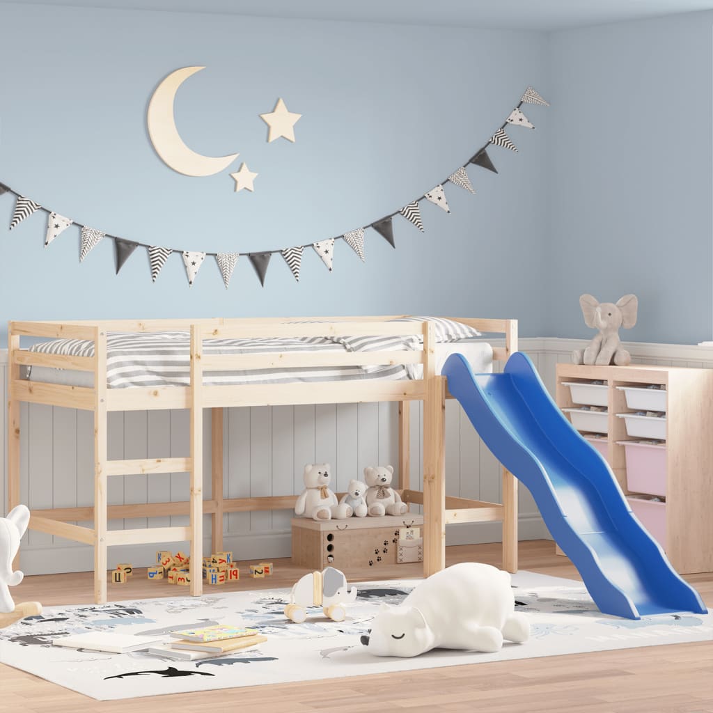 Kids' Loft Bed with Slide 90x190 cm Solid Wood Pine