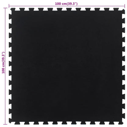 Rubber Floor Tile Black 12 mm 100x100 cm