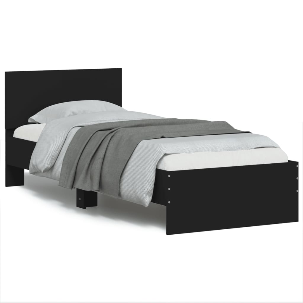 Bed Frame without Mattress with Headboard Black 75x190 cm Small Single