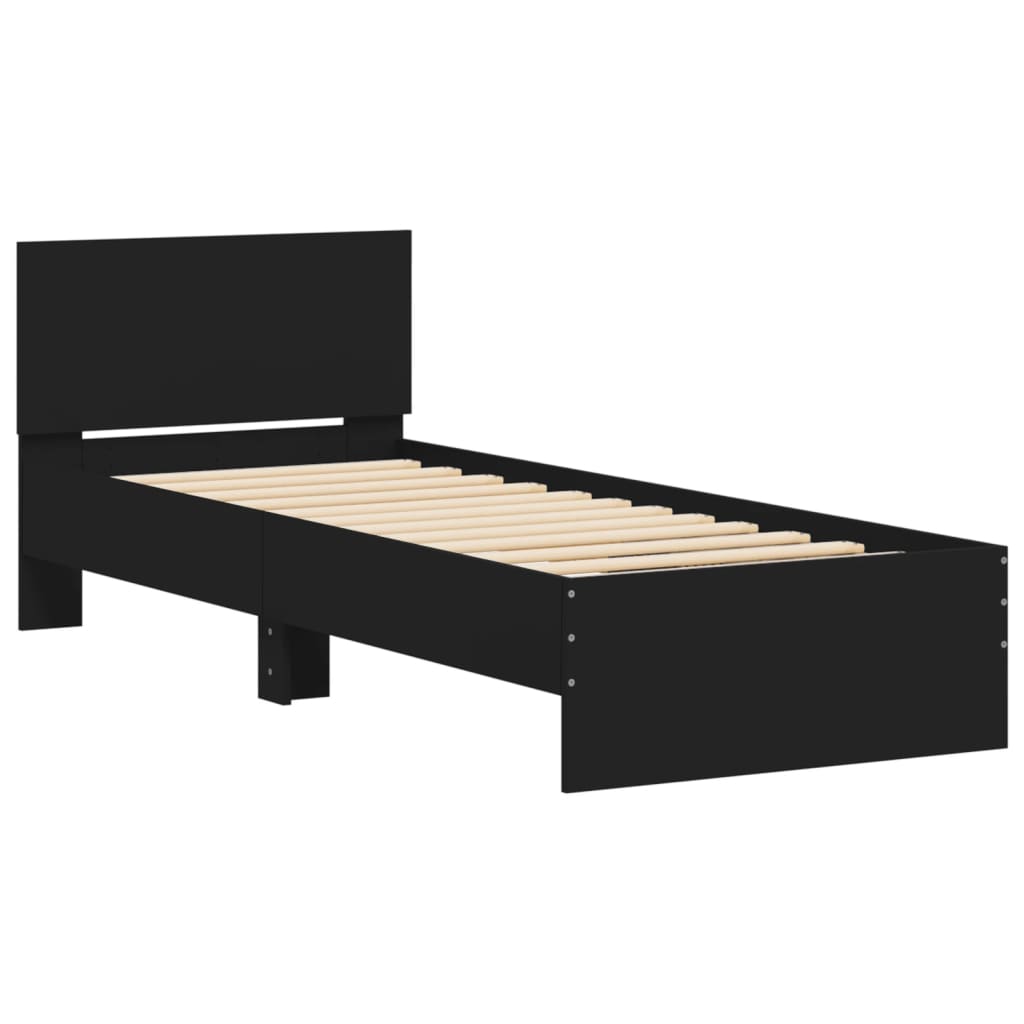 Bed Frame without Mattress with Headboard Black 75x190 cm Small Single