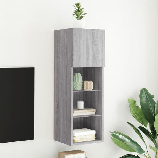 TV Cabinet with LED Lights Grey Sonoma 30.5x30x90 cm