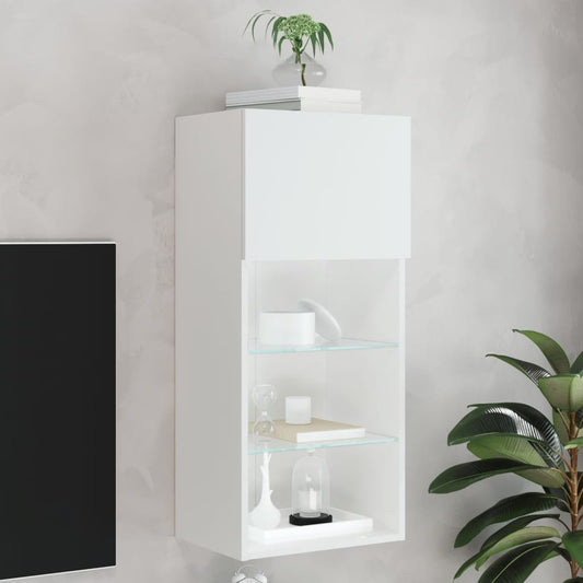 TV Cabinet with LED Lights White 40.5x30x90 cm