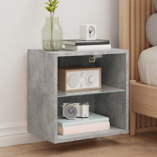 Bedside Cabinets with LED Lights Wall-mounted 2 pcs Concrete Grey