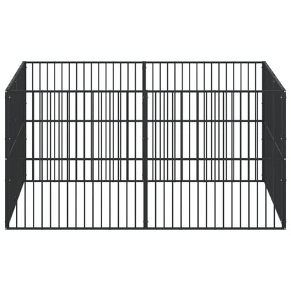 Dog Playpen 8 Panels Black Galvanised Steel