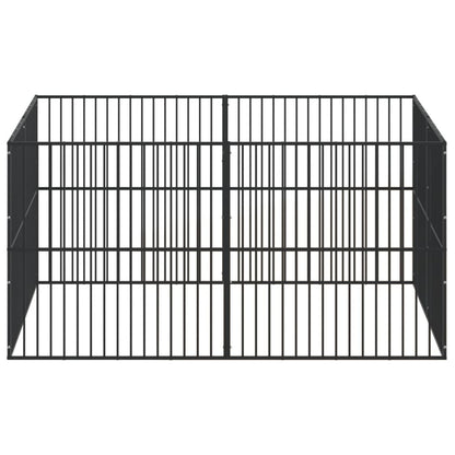 Dog Playpen 8 Panels Black Galvanised Steel