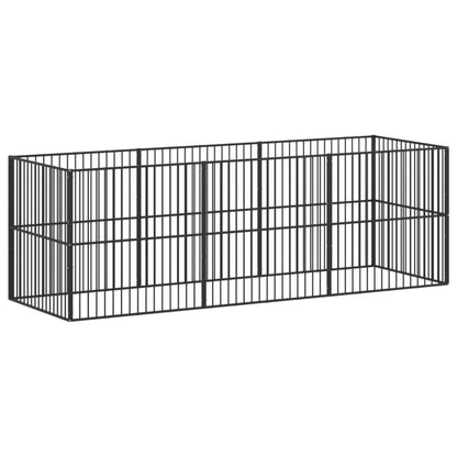 Dog Playpen 8 Panels Black Galvanised Steel