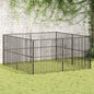 Dog Playpen 8 Panels Black Galvanised Steel