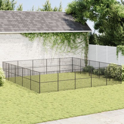 Dog Playpen 20 Panels Black Galvanised Steel