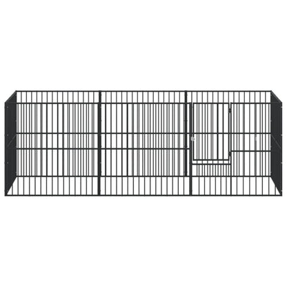 Dog Playpen 8 Panels Black Galvanised Steel