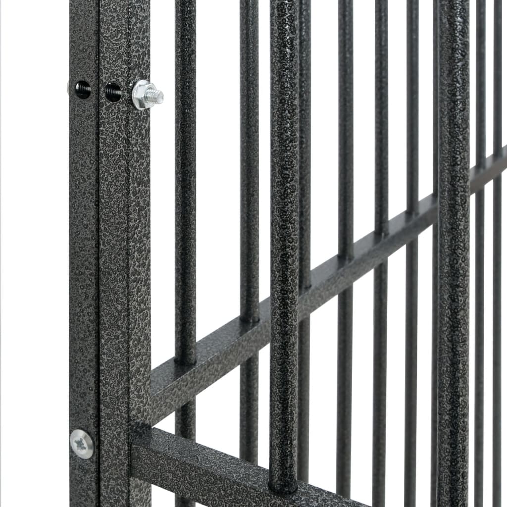 Dog Playpen 8 Panels Black Galvanised Steel