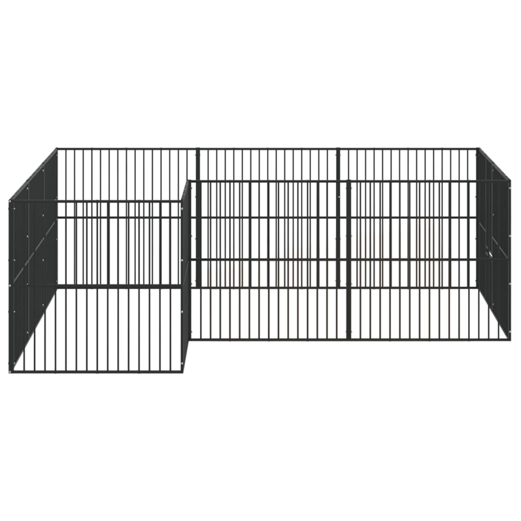 Dog Playpen 12 Panels Black Galvanised Steel