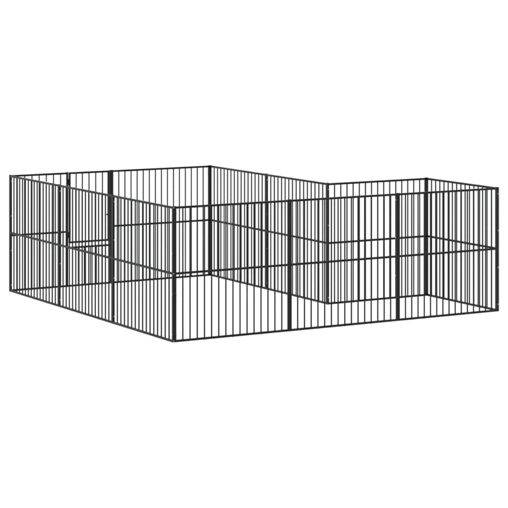 Dog Playpen 12 Panels Black Galvanised Steel