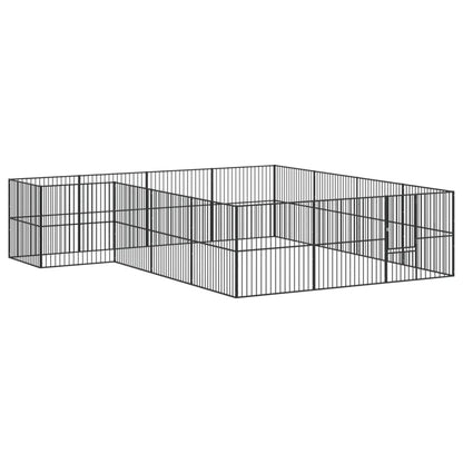 Dog Playpen 16 Panels Black Galvanised Steel