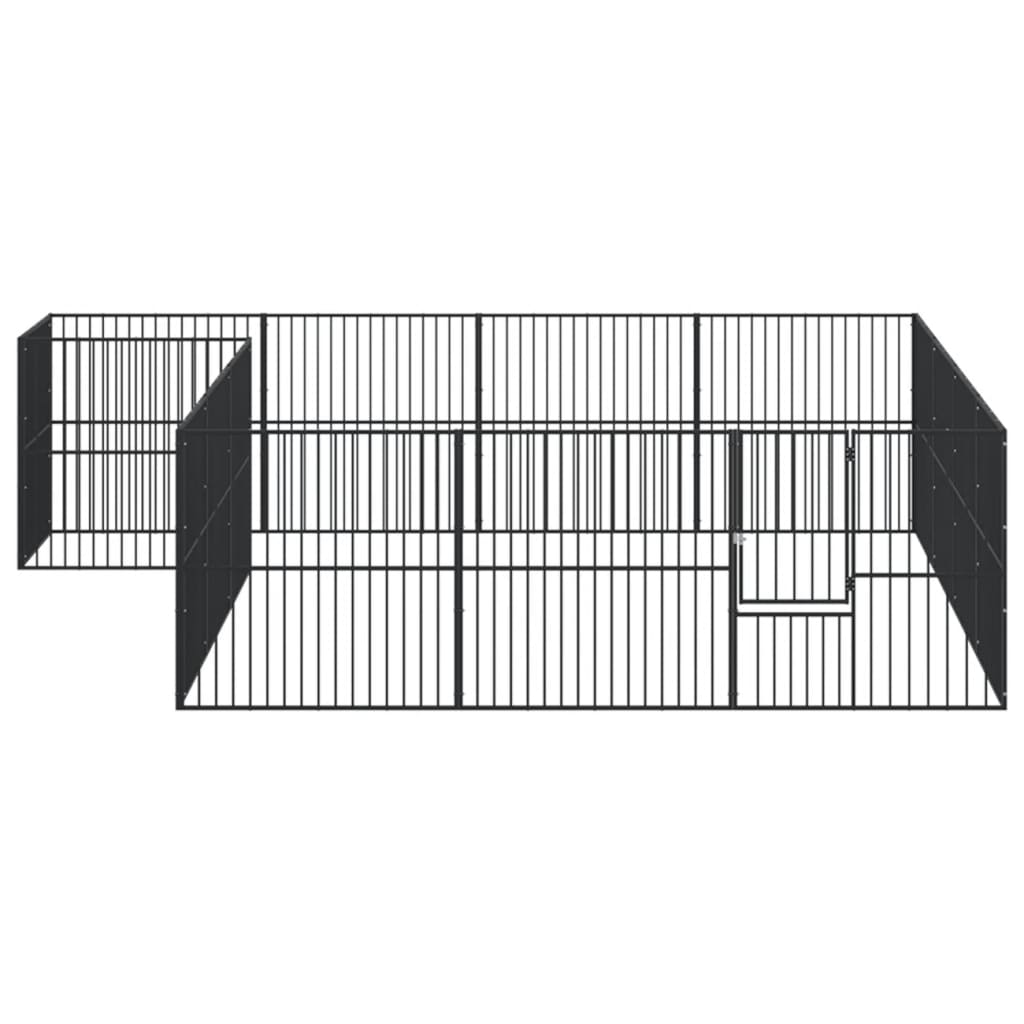 Dog Playpen 16 Panels Black Galvanised Steel