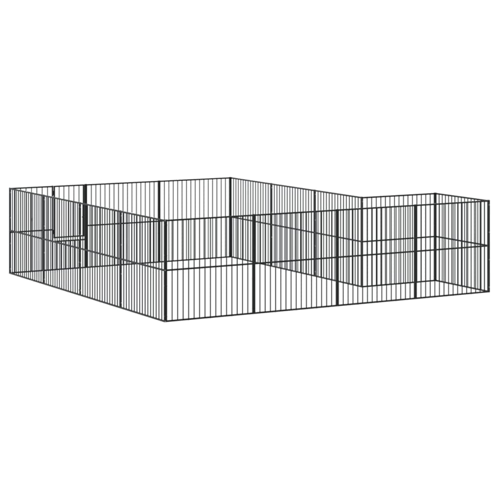 Dog Playpen 16 Panels Black Galvanised Steel