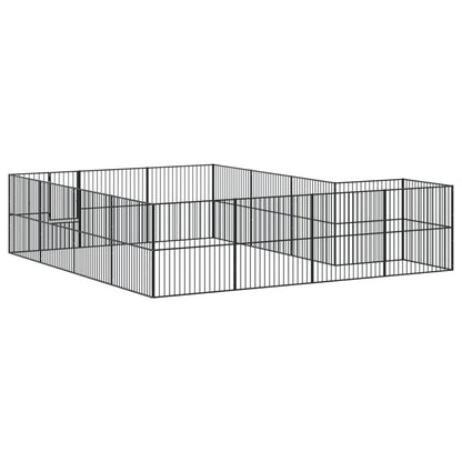 Dog Playpen 16 Panels Black Galvanised Steel